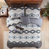 Cabin-Inspired Comforter Set in Rustic Geometric Print, Blue