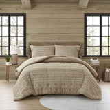 Chenille Tufted Jacquard Oversized Comforter Set, Tan