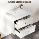 24'' Bathroom Vanity with Sink, 2 Fluted Drawers