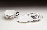 Black Toile Porcelain Teacup & Saucer Set
