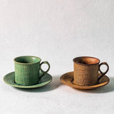Gohobi Handmade Stoneware Coffee Cup & Saucer Set