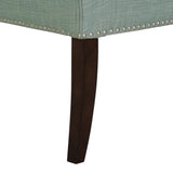 49.5" Low Back Flared Arms Upholstered Bench, Light Blue