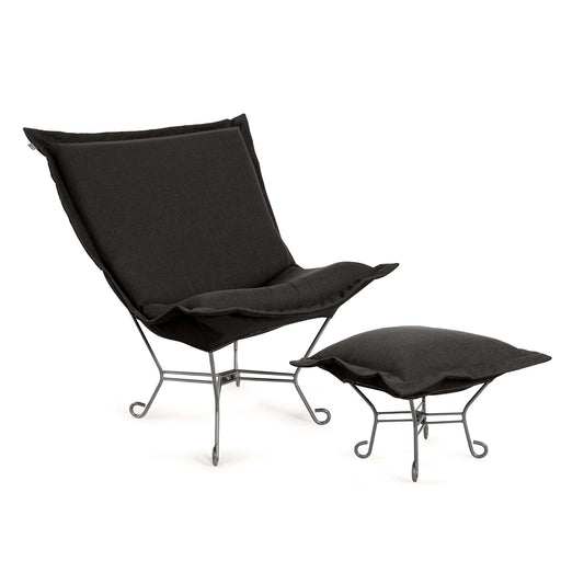 Scroll Puff Chair Sterling Charcoal Titanium Frame