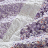 4 Piece Seersucker Quilt Set with Throw Pillow, Purple