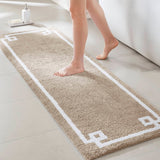 High Pile Bordered Bathroom Rug, Taupe