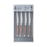 French Home Set of 4 Laguiole Steak Knives, Wood Grain