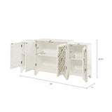 4-Door Quatrefoil Mirrored Dining Buffet Kitchen Cabinet *