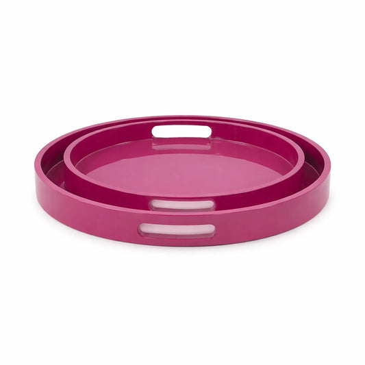 Saint Tropez Round Tray Set of 2 - Fuchsia