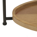 2-Tier Oval Coffee Table with Storage Shelf, White/Natural