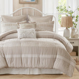7 Piece Shabby Chic Comforter Set, Neutral