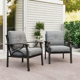 2 Pieces Outdoor Single Sofa, Patio Metal Armchair