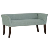 49.5" Low Back Flared Arms Upholstered Bench, Light Blue