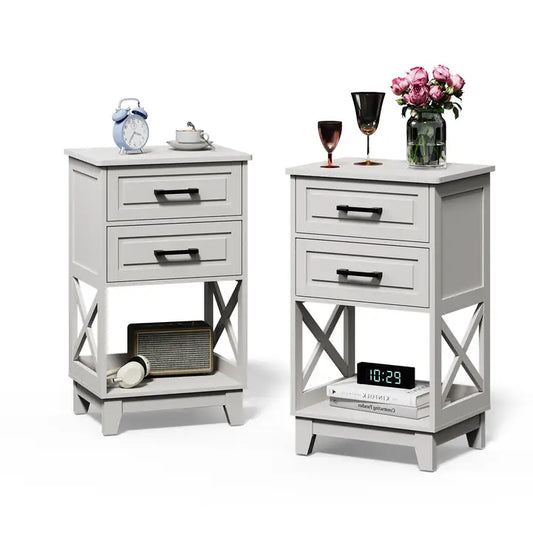 Nightstand Set of 2, Side Table with 2 Drawers