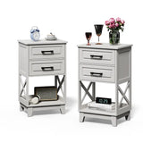 Nightstand Set of 2, Side Table with 2 Drawers