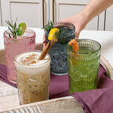 Vintage Textured Clear Drinking Glasses Set of 6