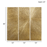Gold Metallic Modern Sunburst 3-Piece Wall Art Decor Set