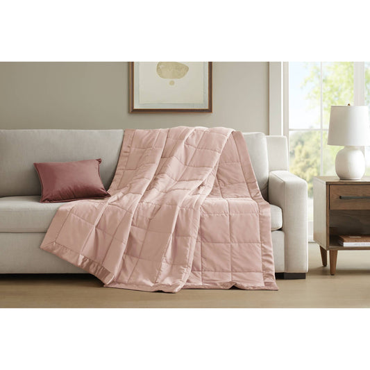 Satin Trim Lightweight Down Alternative Blanket, Blush