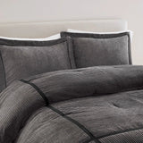 7 Piece Micro Corduroy Comforter Set, Grey