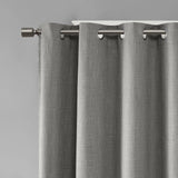 Grey Printed Heathered Blackout Grommet Top Curtain (Single)