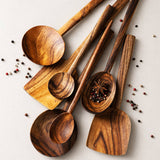 7 Pcs Natural Teak Wooden Cooking Utensil Set