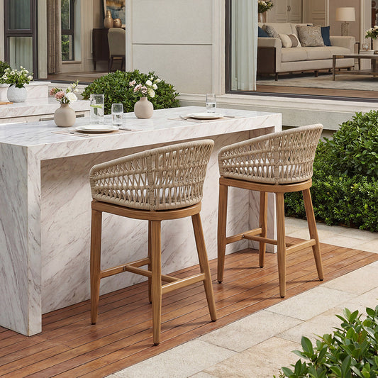 PURPLE LEAF Outdoor Bar Stools Counter Stools Rattan Bar Stools Chair with Backrest for Indoor or Outdoor, Kitchen lsland