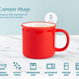 Kook Ceramic Camper Mugs 14 oz Red Set of 2