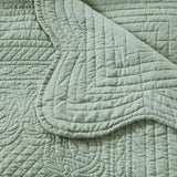 Oversized Quilted Scallope Edge Throw Blanket, Seafoam Blue