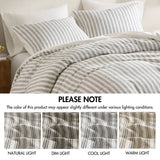 3 Piece Yarn-Dyed Stripes All-Seasons Duvet Set, Grey