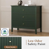 Large Fluted 3 Drawer Dresser, Modern Nightstand Cabinet