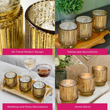 Ribbed Gold Glass Votive Candle Holder Set of 6