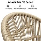 PURPLE LEAF Outdoor Bar Stools Rattan Bar Stools Counter Stools with Back and Cushions  for Patio, Garden, Kitchen