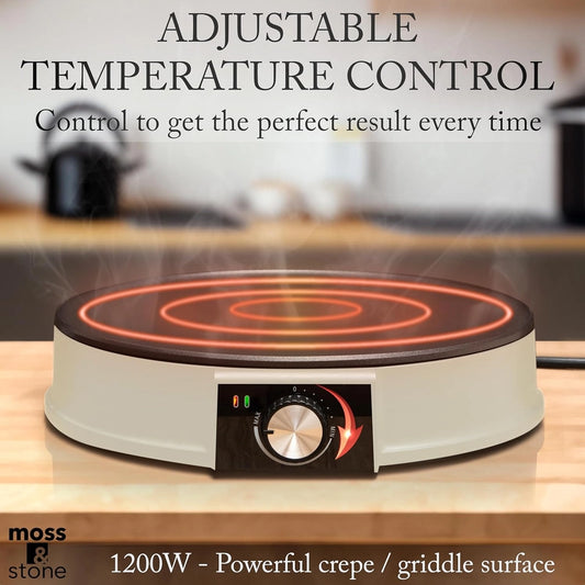 12-Inch Electric Crepe Maker & Griddle with Spreader