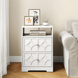 Large Nightstand with 2 Drawers, Side Table with Charging