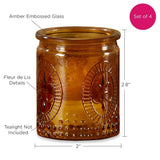 Vintage Amber Glass Tea Light Holder Set of 4