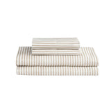 Striped Comforter Set with Bed Sheets, Taupe/Grey