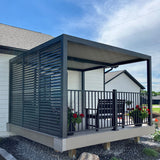 PURPLE LEAF Athena Louvered Pergola Modern Grey Pergola with White Roof for Deck Backyard Garden