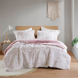 Wholesale Shaggy Faux Solid Fur Comforter Mini Set, Pink/White