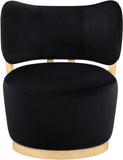 Elara - Velvet Upholstered Swivel Accent Chair - Stained Natural
