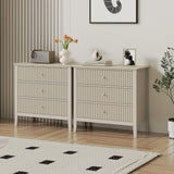 Large Fluted 3 Drawer Dresser, Modern Nightstand Cabinet