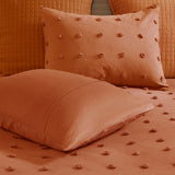 Chenille Poms Cotton Comforter/Duvet Cover Set, Rust