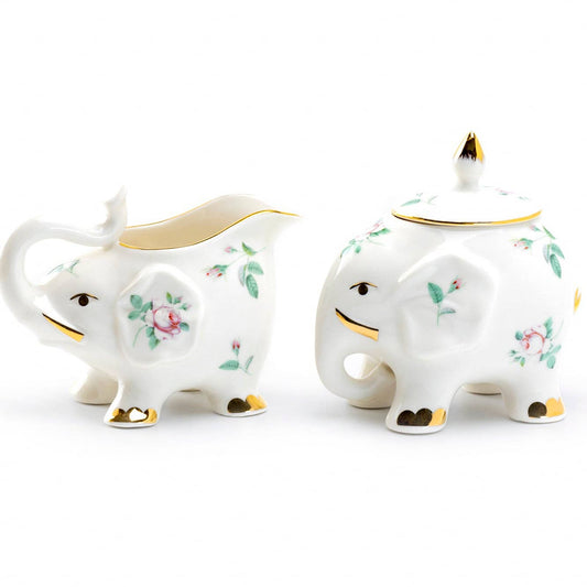 Grace Teaware Rose Elephant Sugar & Creamer Set