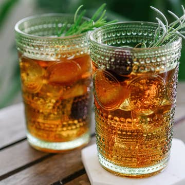 13 oz Green Hobnail Beaded Glasses Set of 6