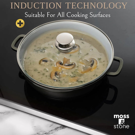 Moss & Stone 12-Inch 5QT Nonstick Saute Pan with Lid