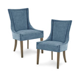 [Set of 2] Armless Ultra Upholstered Dining Chairs, Blue *