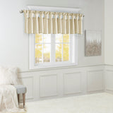 Silky Twist Tab with Bead Trim Window Valance, Champagne