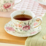 Pink Camellia Scallop Porcelain Tea Cup Set