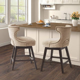 Open Back Winged Swivel Counter Stool, Beige