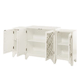 4-Door Quatrefoil Mirrored Dining Buffet Kitchen Cabinet *