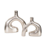 Shirin- Polished Silver Reverse Vase in Cast Aluminum- Tall