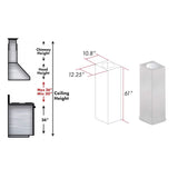 ZLINE 61" Snow Finished Stainless Steel Chimney Extension For Ceilings Up To 12.5 Ft. (8GL14iS-E)